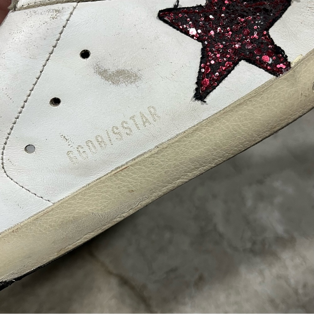 Golden Goose Superstar Gold Red White Leather Suede Sneakers - Picture 9 of 12